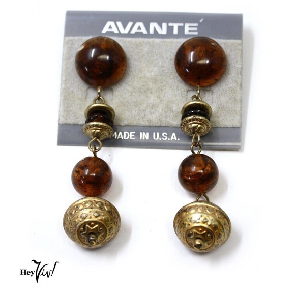 Vintage 1980s Avante Dangle Pierce Earrings on Card New/Old Store Stock -Hey Viv - Picture 1 of 4